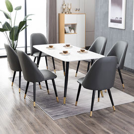 Hautes chaises de luxe de salle à manger de cuir arrière avec des jambes en métal adaptées aux besoins du client