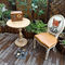 Table basse en bois moderne formée ronde, table de salle à manger en bois solide