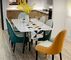 Meubles de luxe modernes de table de salle à manger supérieure de marbre avec des jambes d'acier inoxydable