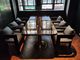 Meubles de marbre de patio de restaurant, table de salle à manger supérieure de marbre carrée rectangulaire