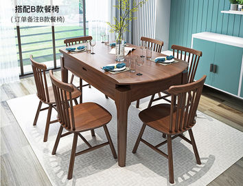 Tableau rectangulaire fait sur commande en bois solide, table de salle à manger extensible avec des chaises