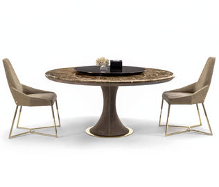 Table de salle à manger moderne de rond supérieur de marbre de meubles de patio de restaurant avec le sous-sol en métal